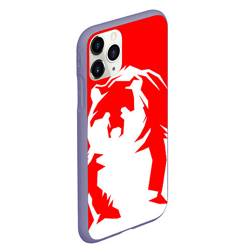 Чехол iPhone 11 Pro матовый Красный медведь / 3D-Серый – фото 2