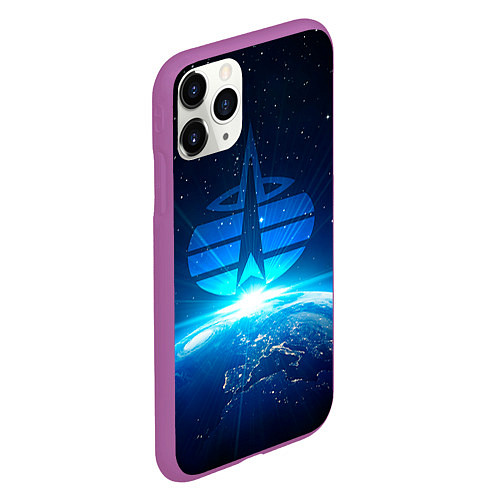 Чехол iPhone 11 Pro матовый Космические войска / 3D-Фиолетовый – фото 2