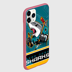 Чехол iPhone 11 Pro матовый San Jose Sharks, цвет: 3D-малиновый — фото 2