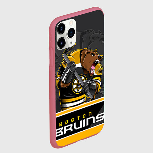 Чехол iPhone 11 Pro матовый Boston Bruins / 3D-Малиновый – фото 2