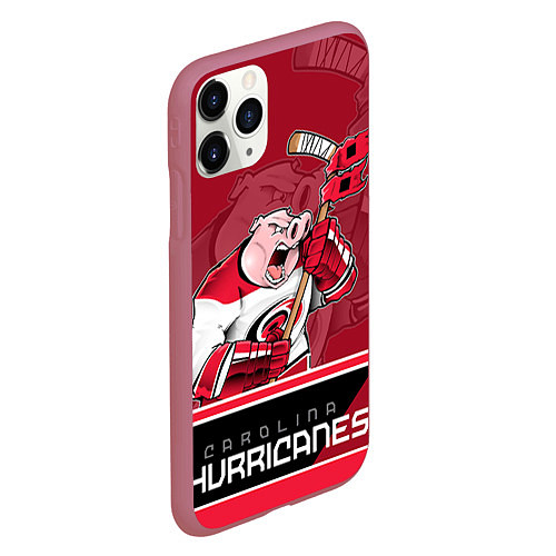 Чехол iPhone 11 Pro матовый Carolina Hurricanes / 3D-Малиновый – фото 2