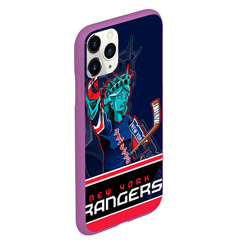 Чехол iPhone 11 Pro матовый New York Rangers / 3D-Фиолетовый – фото 2