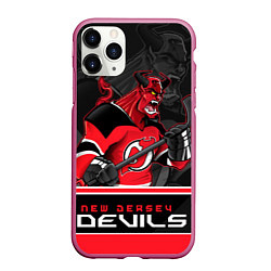 Чехол iPhone 11 Pro матовый New Jersey Devils, цвет: 3D-малиновый