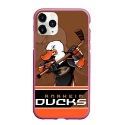 Чехол iPhone 11 Pro матовый Anaheim Ducks, цвет: 3D-малиновый