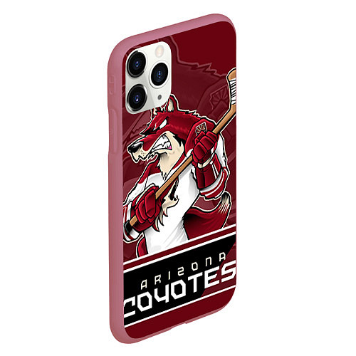 Чехол iPhone 11 Pro матовый Arizona Coyotes / 3D-Малиновый – фото 2