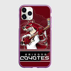 Чехол iPhone 11 Pro матовый Arizona Coyotes, цвет: 3D-фиолетовый