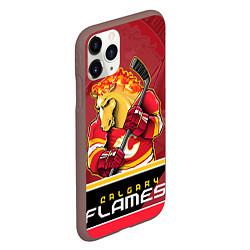 Чехол iPhone 11 Pro матовый Calgary Flames, цвет: 3D-коричневый — фото 2