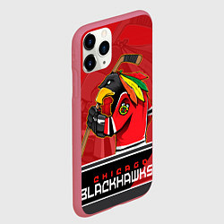 Чехол iPhone 11 Pro матовый Chicago Blackhawks, цвет: 3D-малиновый — фото 2