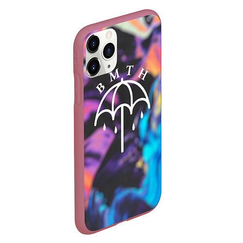 Чехол iPhone 11 Pro матовый BMTH Rain / 3D-Малиновый – фото 2