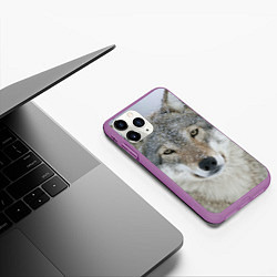 Чехол iPhone 11 Pro матовый Милый волк, цвет: 3D-фиолетовый — фото 2