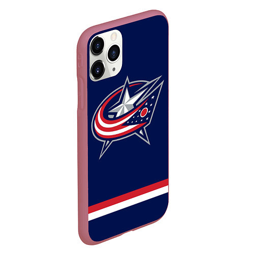 Чехол iPhone 11 Pro матовый Columbus Blue Jackets / 3D-Малиновый – фото 2