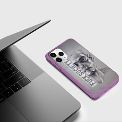Чехол iPhone 11 Pro матовый Fuck Society, цвет: 3D-фиолетовый — фото 2