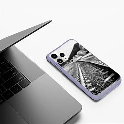 Чехол iPhone 11 Pro матовый Железная дорога, цвет: 3D-светло-сиреневый — фото 2