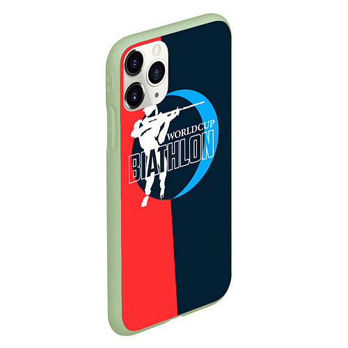 Чехол iPhone 11 Pro матовый Biathlon worldcup / 3D-Салатовый – фото 2