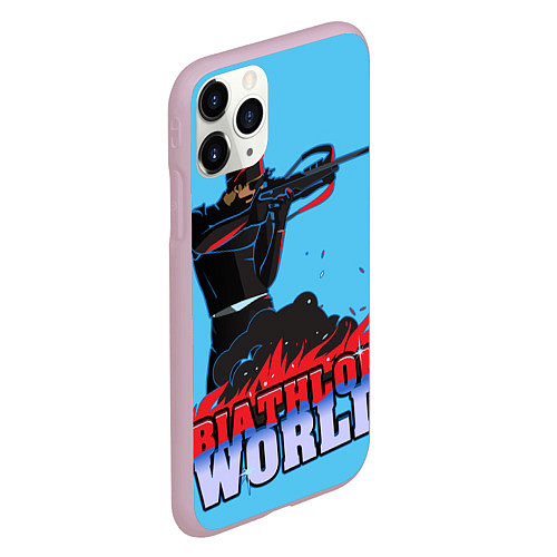 Чехол iPhone 11 Pro матовый Biathlon world / 3D-Розовый – фото 2