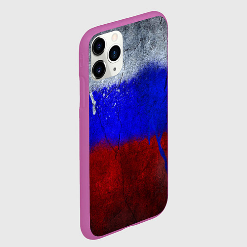 Чехол iPhone 11 Pro матовый Русский триколор / 3D-Фиолетовый – фото 2
