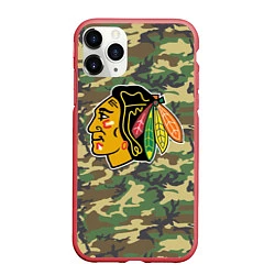 Чехол iPhone 11 Pro матовый Blackhawks Camouflage, цвет: 3D-красный