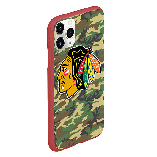 Чехол iPhone 11 Pro матовый Blackhawks Camouflage / 3D-Красный – фото 2