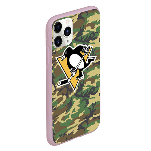 Чехол iPhone 11 Pro матовый Penguins Camouflage / 3D-Розовый – фото 2