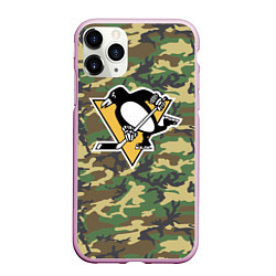 Чехол iPhone 11 Pro матовый Penguins Camouflage, цвет: 3D-розовый