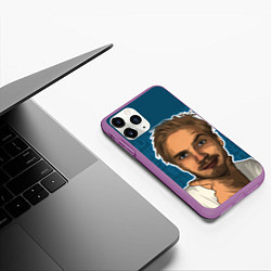 Чехол iPhone 11 Pro матовый Pew die pie, цвет: 3D-фиолетовый — фото 2