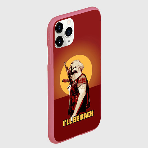 Чехол iPhone 11 Pro матовый Маркс: Ill Be Back / 3D-Малиновый – фото 2