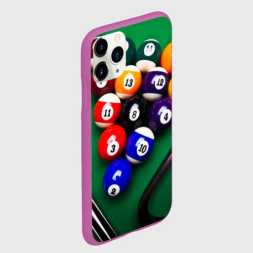 Чехол iPhone 11 Pro матовый Бильярд / 3D-Фиолетовый – фото 2