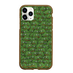 Чехол iPhone 11 Pro матовый Грустные лягушки, цвет: 3D-коричневый