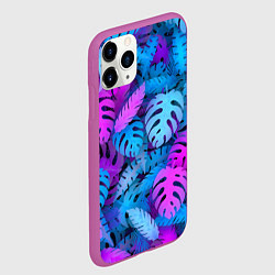 Чехол iPhone 11 Pro матовый Сине-розовые тропики, цвет: 3D-фиолетовый — фото 2