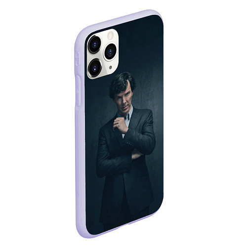 Чехол iPhone 11 Pro матовый Шерлок в костюме / 3D-Светло-сиреневый – фото 2