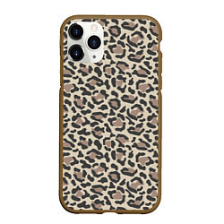 Чехол iPhone 11 Pro матовый Шкура леопарда, цвет: 3D-коричневый