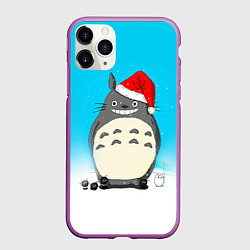 Чехол iPhone 11 Pro матовый Тоторо под снегом, цвет: 3D-фиолетовый