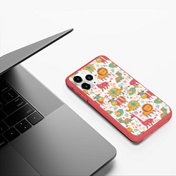 Чехол iPhone 11 Pro матовый Милые зверюшки, цвет: 3D-красный — фото 2