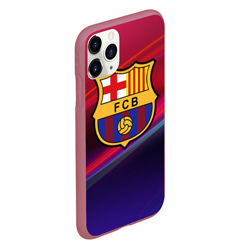 Чехол iPhone 11 Pro матовый ФК Барселона / 3D-Малиновый – фото 2