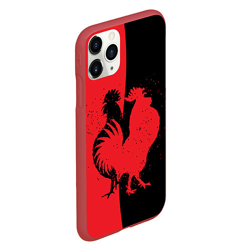 Чехол iPhone 11 Pro матовый Черное и красное / 3D-Красный – фото 2