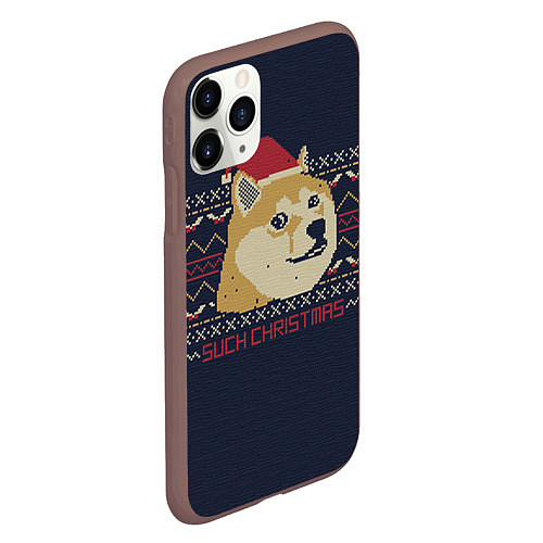 Чехол iPhone 11 Pro матовый Doge Such Christmas / 3D-Коричневый – фото 2