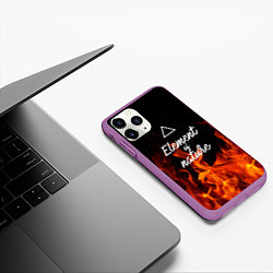 Чехол iPhone 11 Pro матовый Стихия огня, цвет: 3D-фиолетовый — фото 2