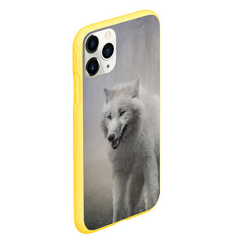 Чехол iPhone 11 Pro матовый Волк / 3D-Желтый – фото 2