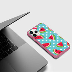 Чехол iPhone 11 Pro матовый Арбузный рай, цвет: 3D-малиновый — фото 2