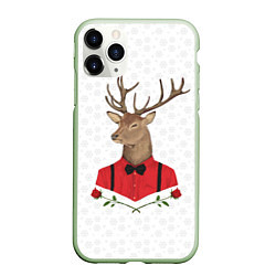 Чехол iPhone 11 Pro матовый Christmas Deer, цвет: 3D-салатовый
