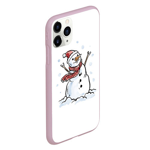 Чехол iPhone 11 Pro матовый Снеговик / 3D-Розовый – фото 2