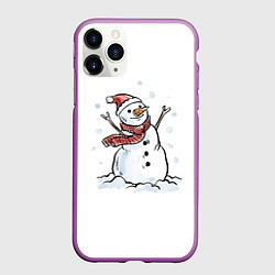 Чехол iPhone 11 Pro матовый Снеговик, цвет: 3D-фиолетовый