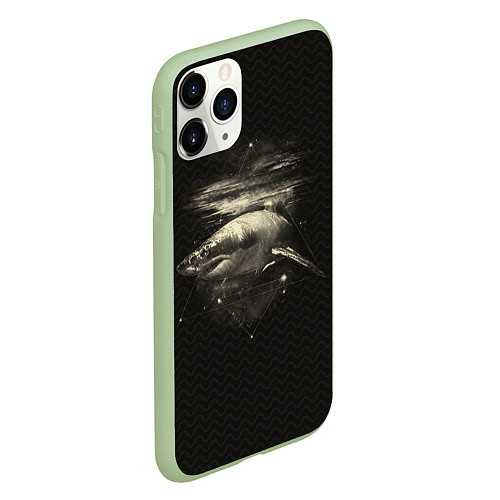 Чехол iPhone 11 Pro матовый Cosmic Shark / 3D-Салатовый – фото 2