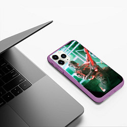 Чехол iPhone 11 Pro матовый Iron Maiden: Rocker Robot, цвет: 3D-фиолетовый — фото 2
