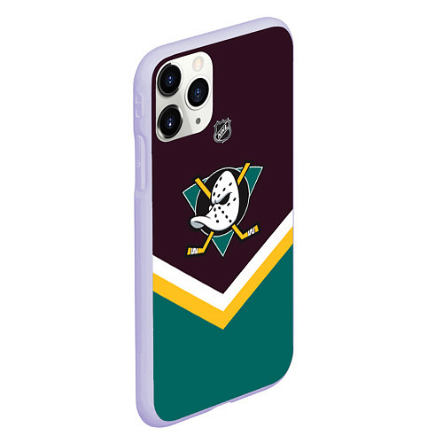 Чехол iPhone 11 Pro матовый NHL: Anaheim Ducks / 3D-Светло-сиреневый – фото 2