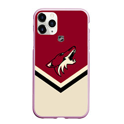 Чехол iPhone 11 Pro матовый NHL: Arizona Coyotes, цвет: 3D-розовый