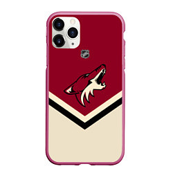 Чехол iPhone 11 Pro матовый NHL: Arizona Coyotes, цвет: 3D-малиновый
