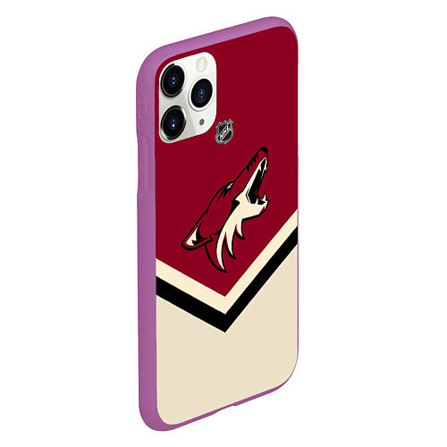 Чехол iPhone 11 Pro матовый NHL: Arizona Coyotes / 3D-Фиолетовый – фото 2