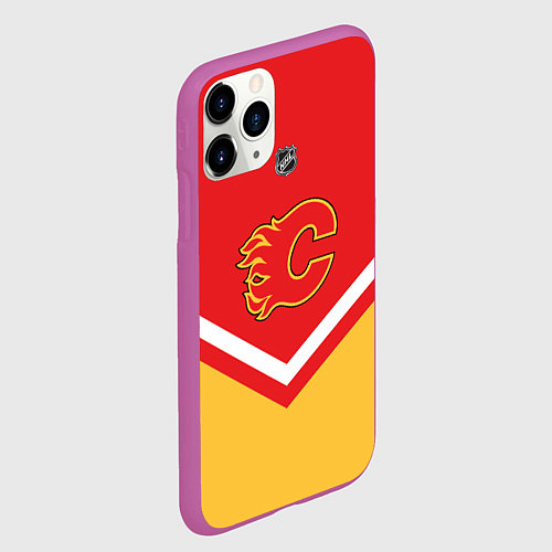 Чехол iPhone 11 Pro матовый NHL: Calgary Flames / 3D-Фиолетовый – фото 2