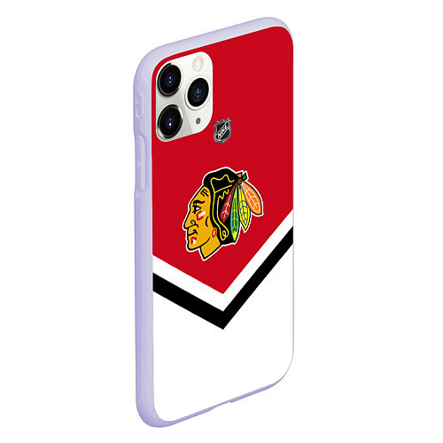 Чехол iPhone 11 Pro матовый NHL: Chicago Blackhawks / 3D-Светло-сиреневый – фото 2